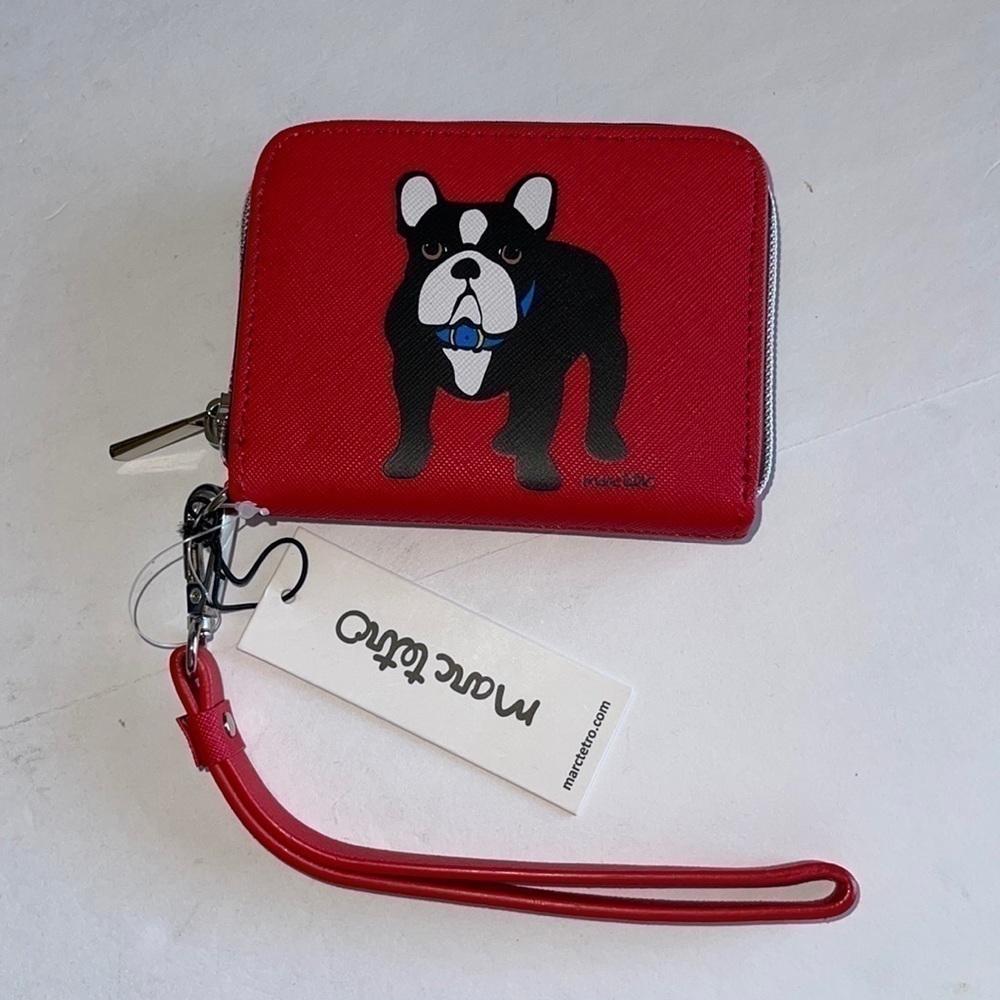 NWT Marc Tetro Red Boston Terrier Small Wristlet Wallet